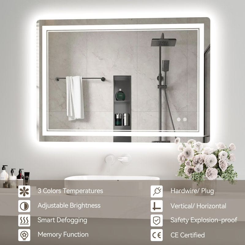 Aluminium Rectangle Mirror, 50cm W x 70cm D