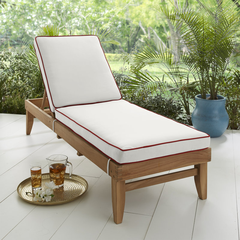 Outdoor 3'' Chaise Lounge Seat / Back Cushion, Canvas Jockey Red