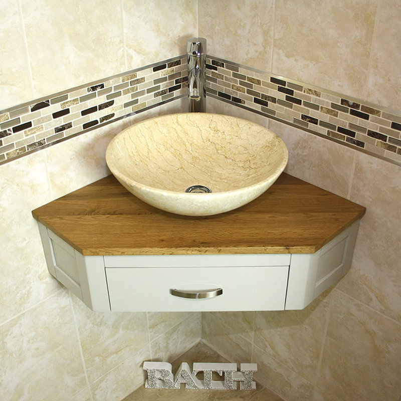 Javen 550 mm Single Vanity with Vessel Basin, Grey, White Marble Basin