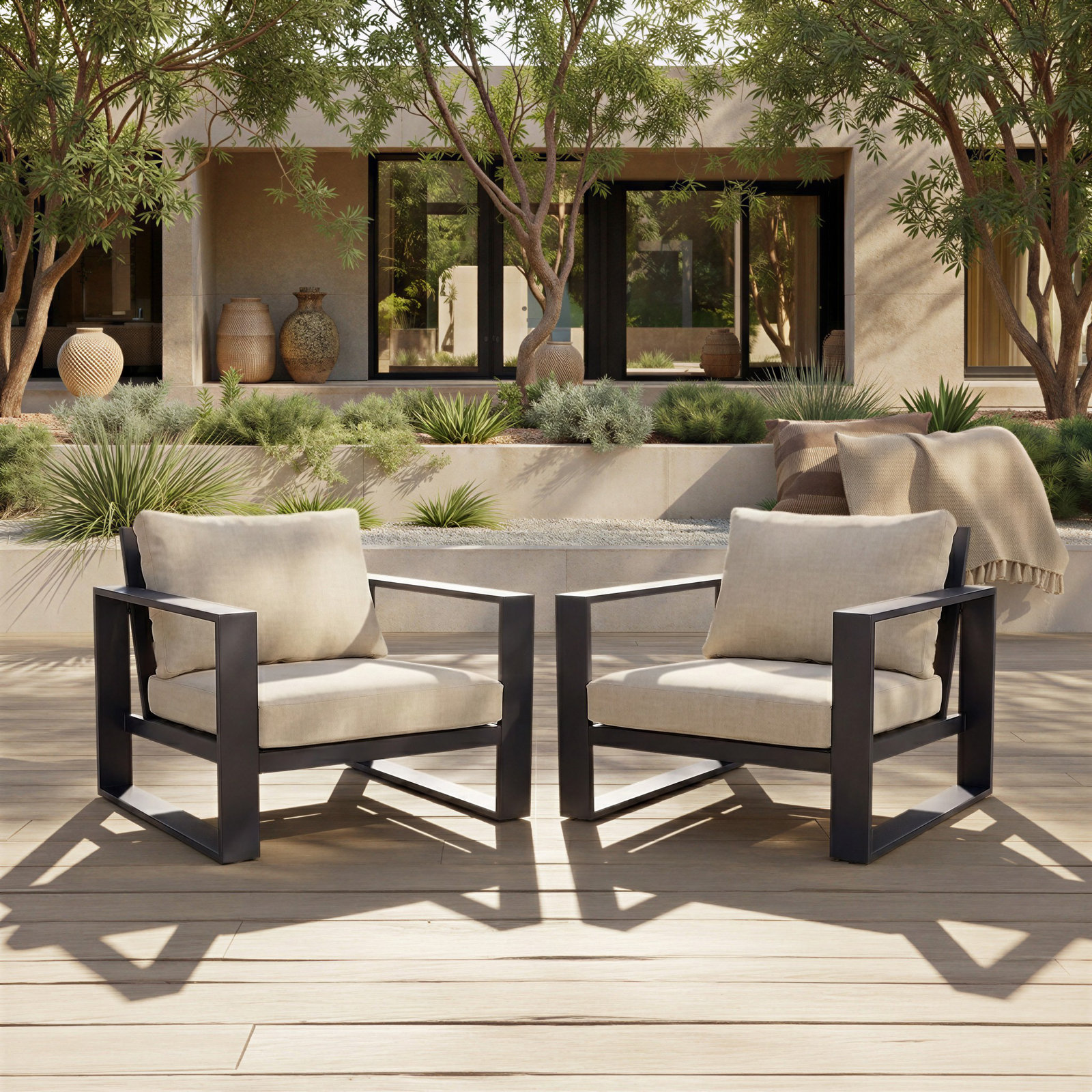 Dwyer Aluminum Outdoor Lounge Chairs, Black