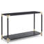 Sereia 48 In. Black Rectangular Wood Console Table With Gold Corner Accents And Shelf
