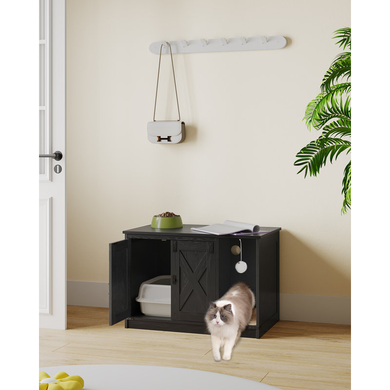 Enceinte de litière pour chat, meubles de litière cachée avec cloche de chat, maison de chat, style maison de campagne pour couloir, chambre à coucher