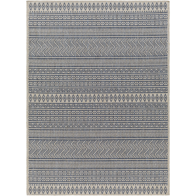 Granby Tribal Machine Woven Navy Indoor/Outdoor Area Rug, Rectangle 8' x 10'