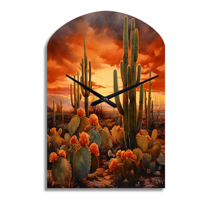 Cuivre cactus au Nevada - horloge murale en cactus, Grand