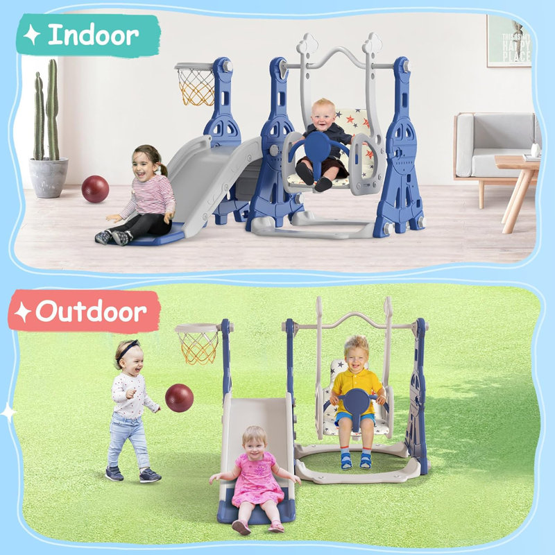 Ensemble de jeu pour enfants 4 en 1, Bleu/Gris