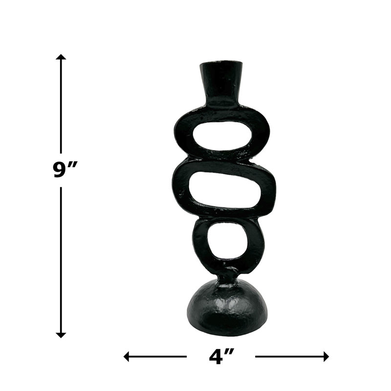 9'' H Aluminum Tabletop Taper Candlestick, Black