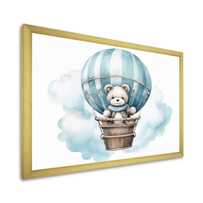 «Nursery Bear Cub Children Dreams I», reproduction sur toile, H 12 po x l 20 po x P 1 po, Encadrement doré