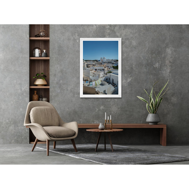 Megalohori Rooftops I, Cadre blanc, H 42 po x l 29 po x P 1,5 po