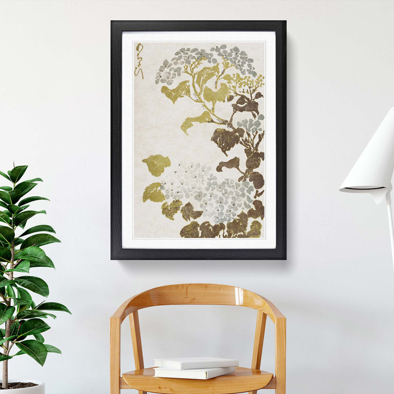 Hydrangea Flowers - Picture Frame Painting Print, 65cm H x 48cm W x 2cm D, Black Framed