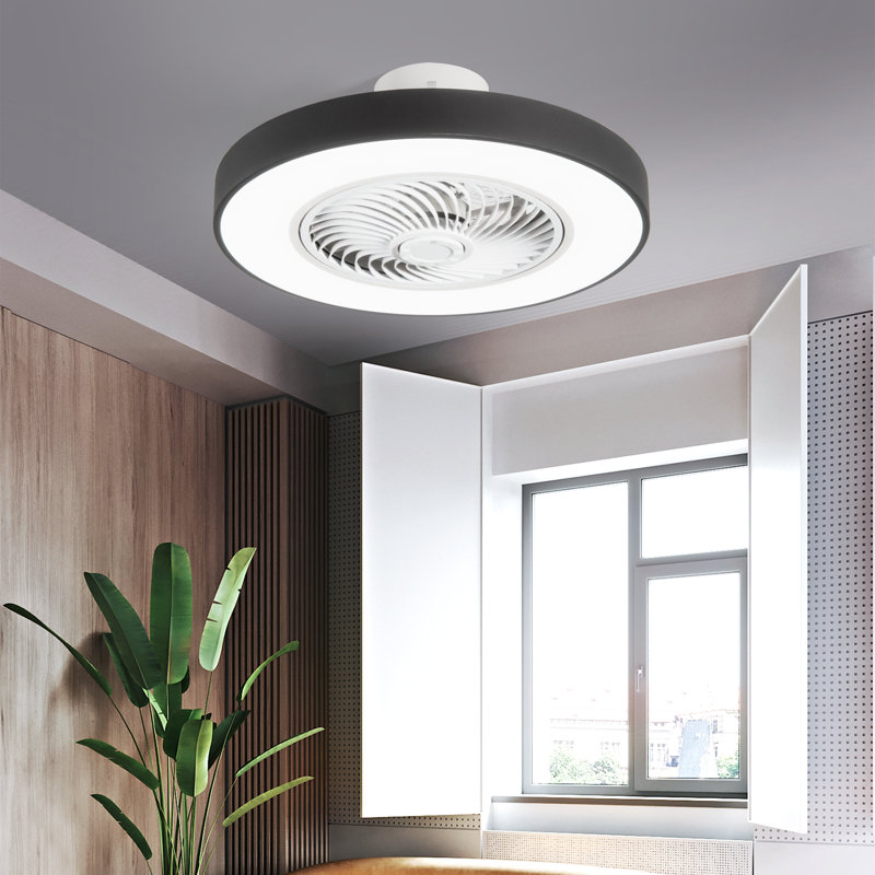 Ventilateur de plafond à profil bas de 20 po à intensité variable avec lumières et télécommande CC 3 vitesses