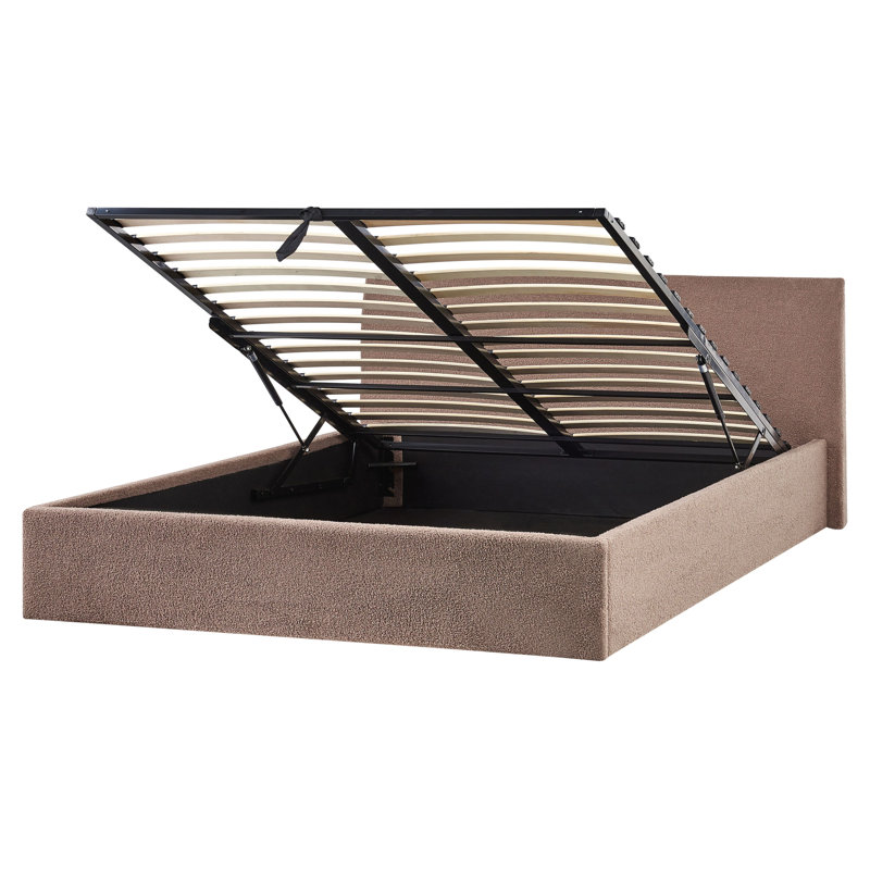 Ottoman Bed Boucle, European King (160 x 200 cm), Brown