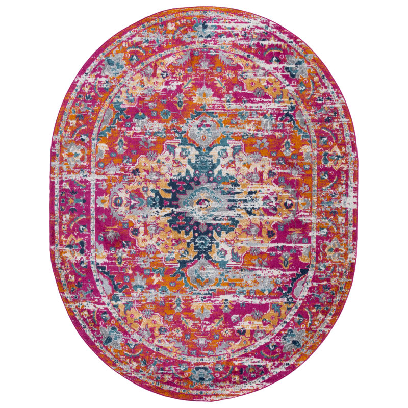 Tapis Felty 154 fuchsia / doré, Ovale 6 pi x 8 pi