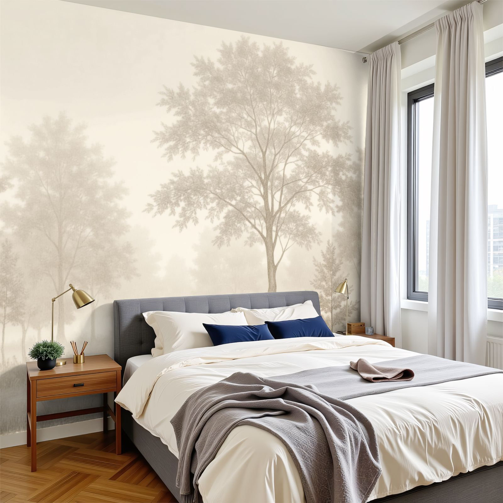 Red Barrel Studio® Peel and Stick Wallpaper Vintage Forest Landscape ...