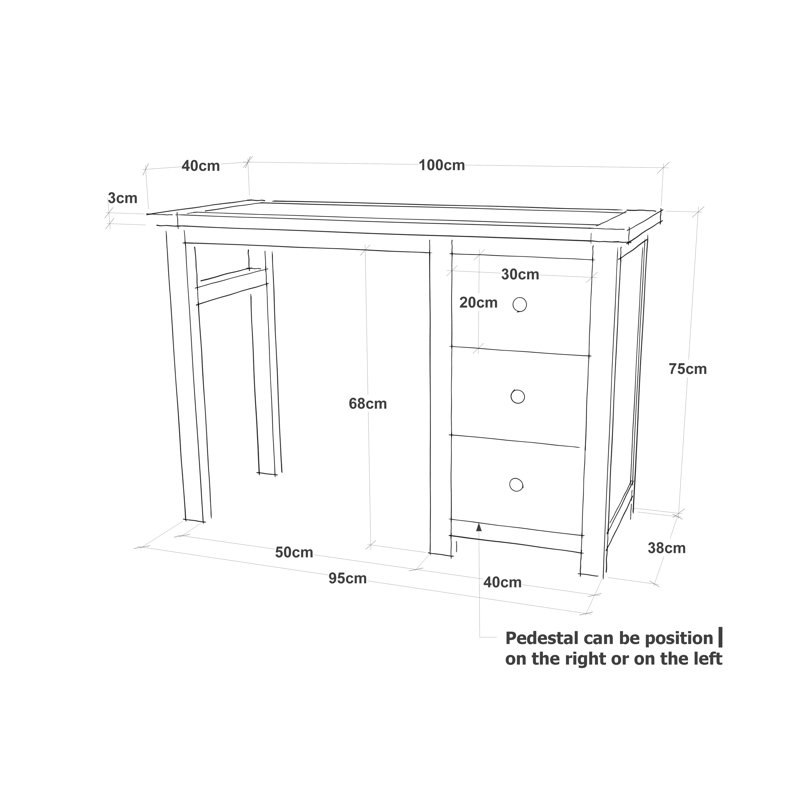 Mielke Dressing Table with Mirror, Natural/Grey/Chrome