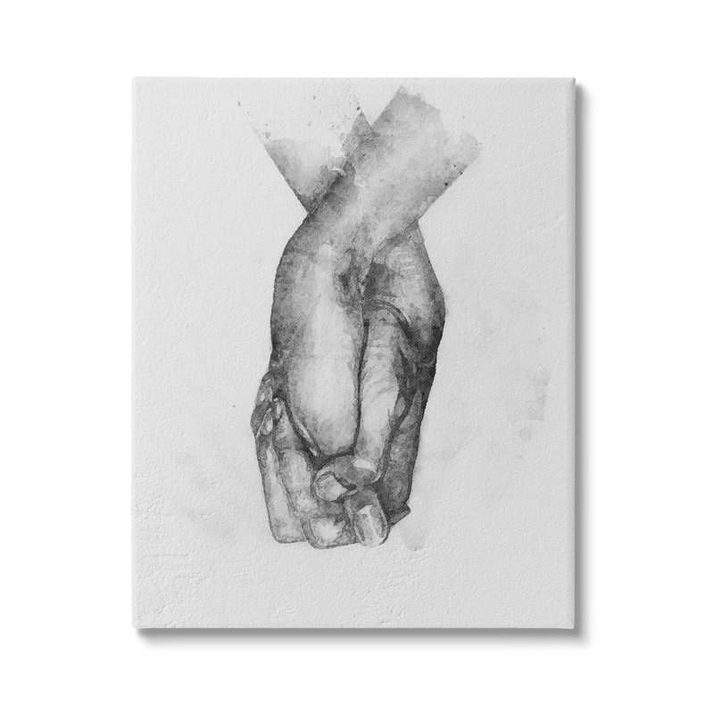 Illustration simple et simple d'une main noire et blanche rétro, Plaque murale, L 16 po x H 16 po