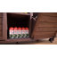Îlot de cuisine extérieur avec table de barbecue pliable, rangement pour poubelle, plateau en acier inoxydable, grande armoire de rangement et tablettes ouvertes-121836698