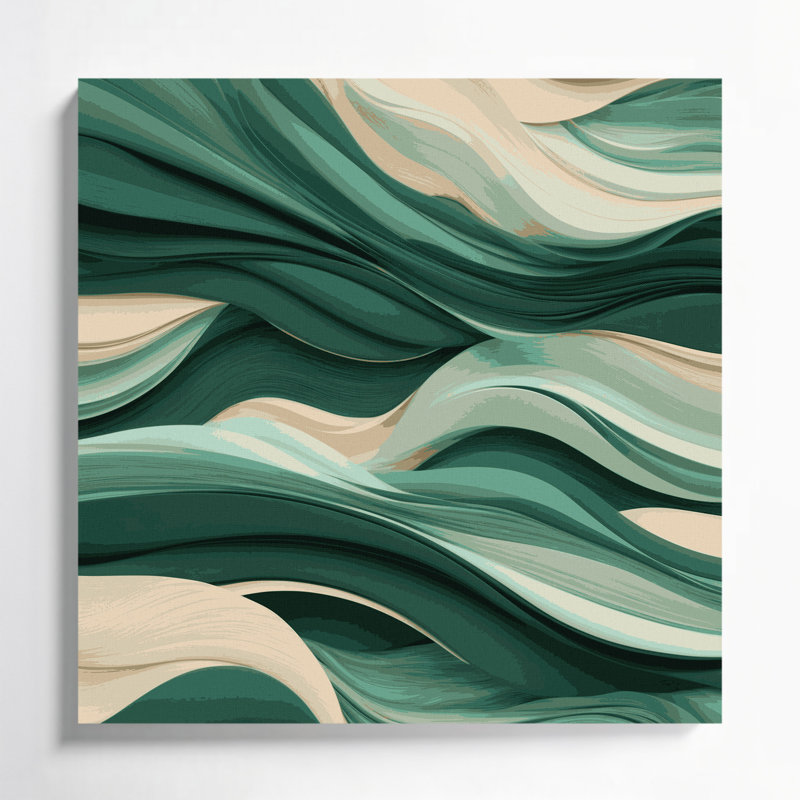 Abstract Landscape 60 Green Canvas Wall Art, 12" H x 12" W