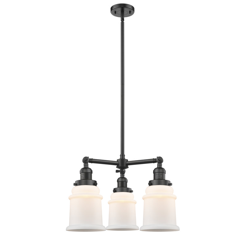 Lustre classique à 3 lumières avec abat-jour Donson, Boîtier blanc mat, Laiton antique, Ampoule DEL rétro de 3,5 watts