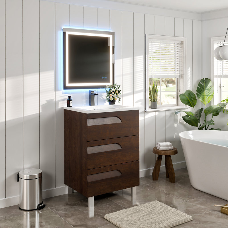 Ensemble de meuble-lavabo simple 24 po Alberthe, Palissandre