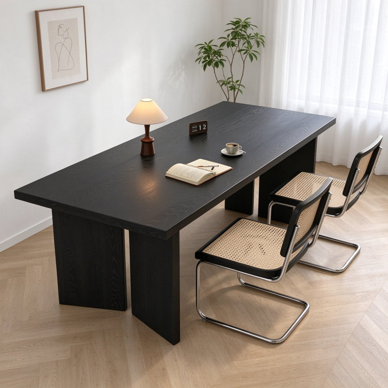 Bureau rectangulaire en frêne massif noir, 29.5" H x 70.87" W x 31.5" D