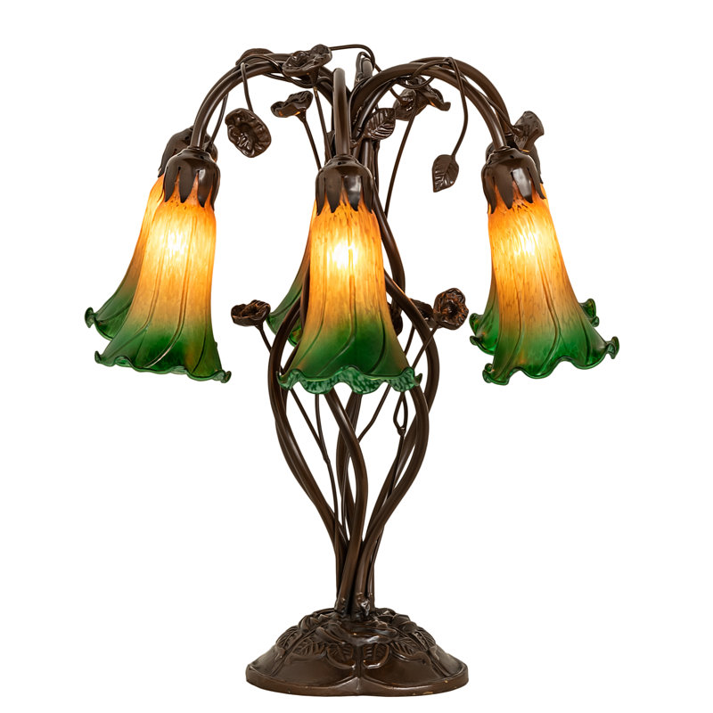 Meyda Tiffany & Stained Glass Table Lamp, Amber Green