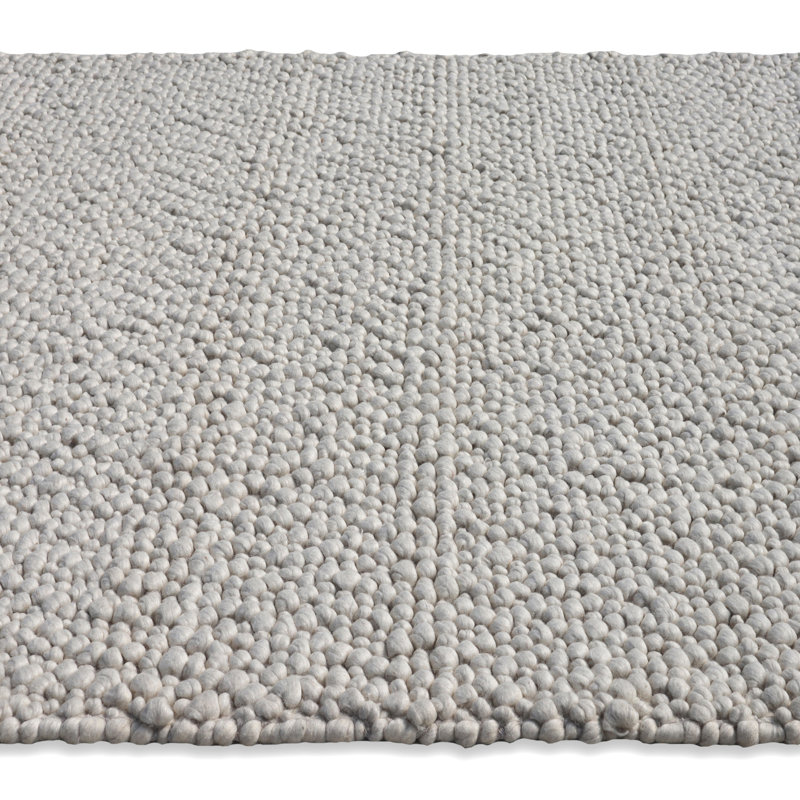 Pebbles Handmade Solid color Pitloom Ivory Bubble Textured Wool  Area Rug By Tufty Home, Runner 2'3" x 9'