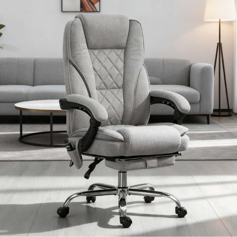 Fauteuil inclinable chauffant, fauteuil de bureau de massage à hauteur réglable, repose-pieds