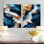 Marbre abstrait en bleu et tons I - ensemble de 2 décorations murales en métal grand luxe - imprimé sur métal