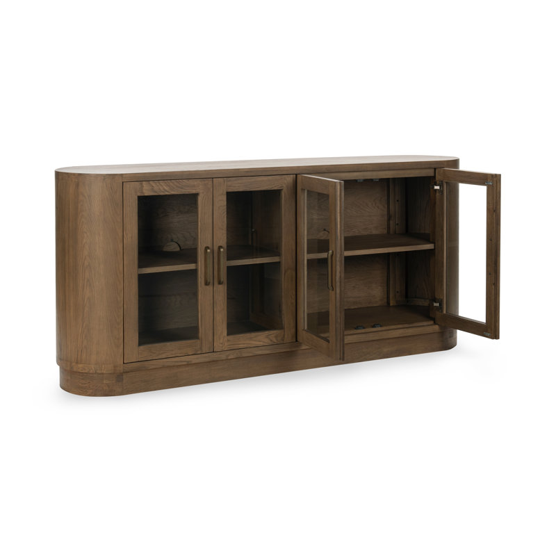 Vander 78" Oak Veneer Wood Buffet Sideboard, Tawny Brown