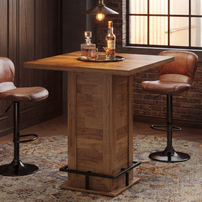 Petite table de salle à manger carrée de 39,4 po de hauteur, table de bar de cuisine avec repose-pieds, table de hauteur de bar pour la salle à manger, la cuisine et le restaurant