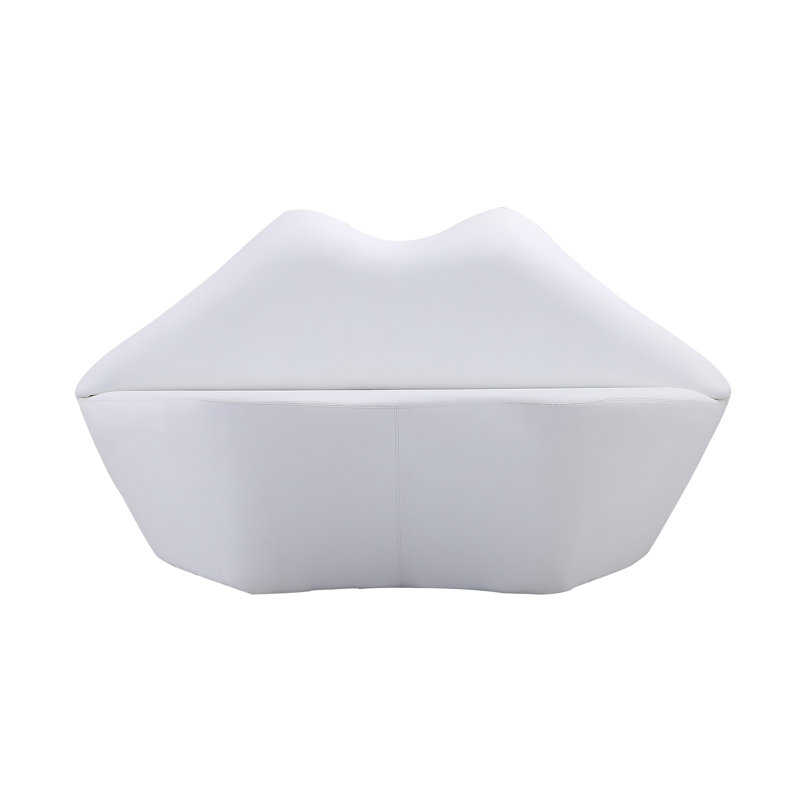 61.8'' Faux Leather Loveseat, White Faux Leather