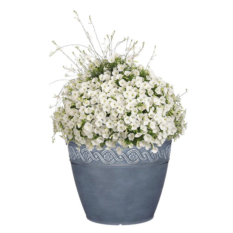Milahn Resin Round Pot Planter, Storm Blue, 7" H x 8" W x 8" D