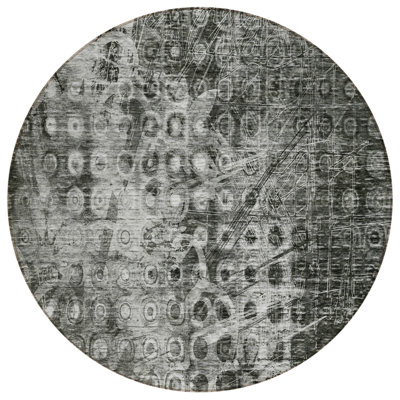 Tapis rond gris anthracite lavable et antidérapant 8 pi
