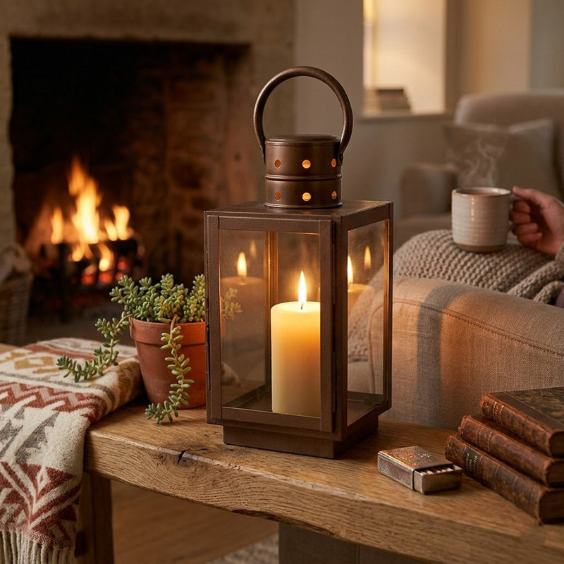 12'' H Tabletop Lantern, Copper
