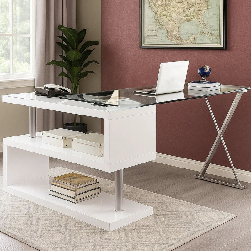 Bureau de direction en L Jessika, Blanc