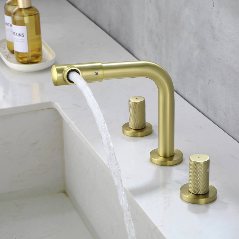 Widespread 2-handle Bathroom Faucet, Brushed Gold