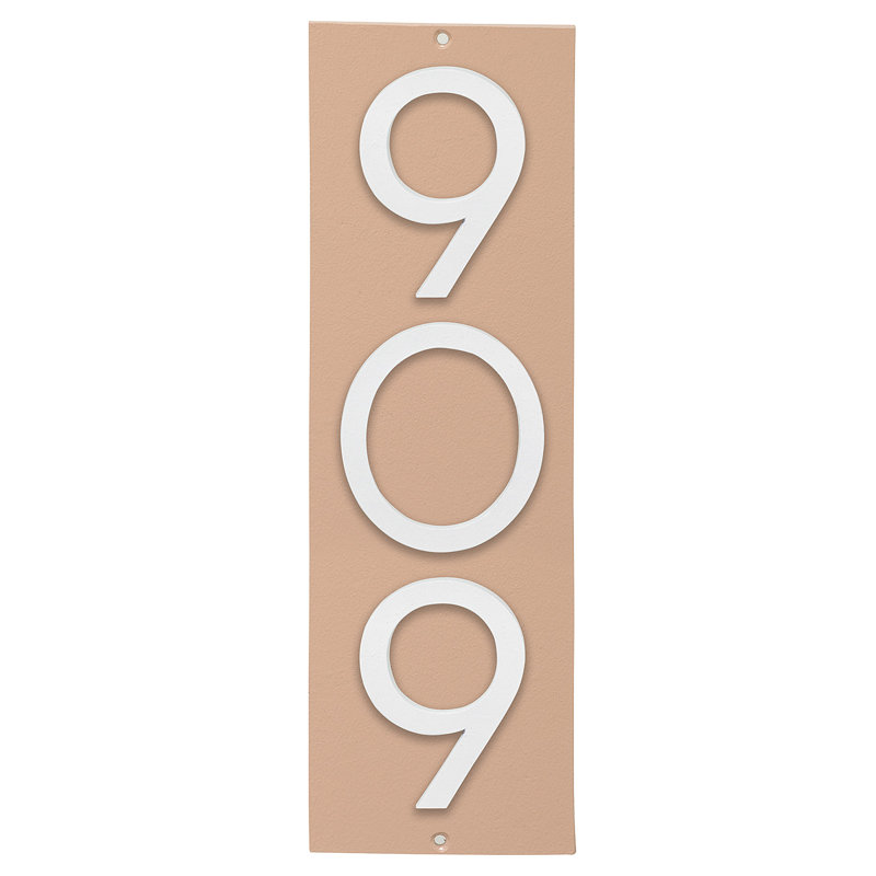 Plaque d’adresse murale flottante linéaire, Blanc, Oui, Taupe