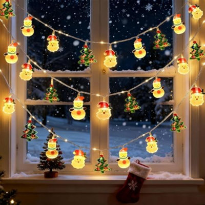 Guirlandes de Noël, guirlandes de Noël de 10 pi, 20 lumières à DEL USB et à piles (non incluses) 2026 guirlandes de Noël mignonnes, 2 modes de clignotement pour décoration d'arbre de Noël intérieur, extérieur, maison, fête, mariage