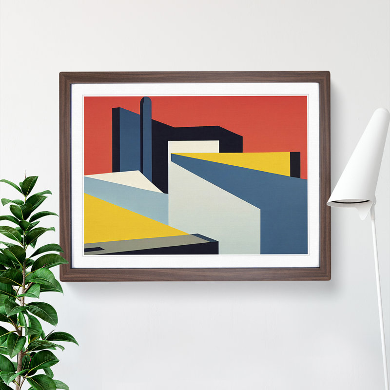 Ingenious Modern Abstract - Framed Print, 46cm H x 64cm W x 2cm D, Walnut