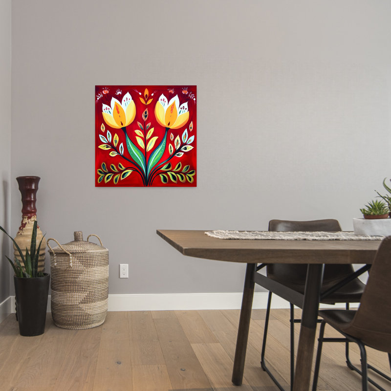 Art mural tulipe fantaisiste, H 24 po x l 24 po