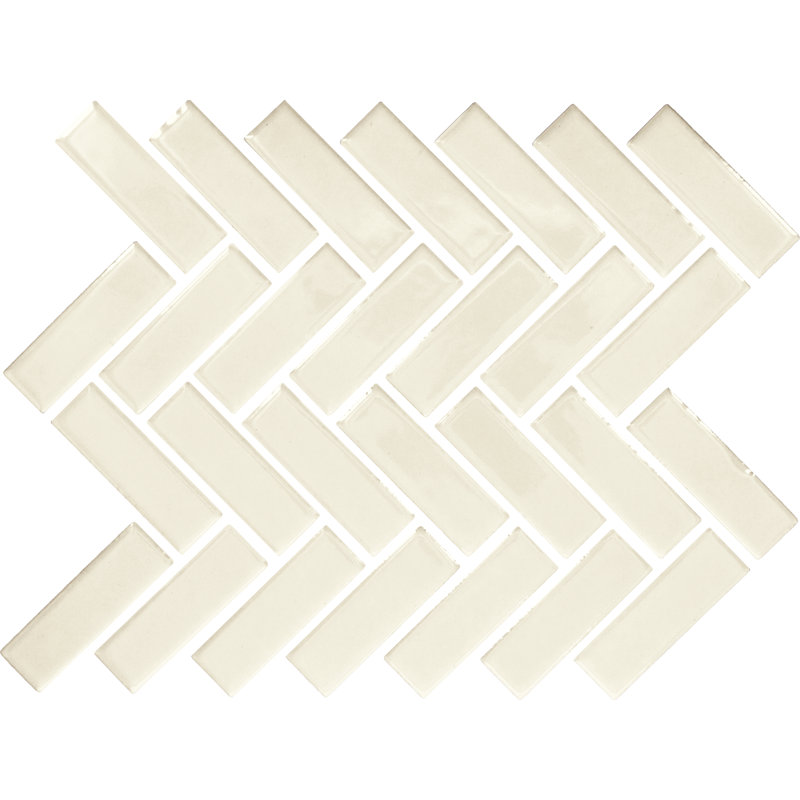 Color Wheel Mosaics 1" x 3" Herringbone Mosaic (Set of 10), Biscuit
