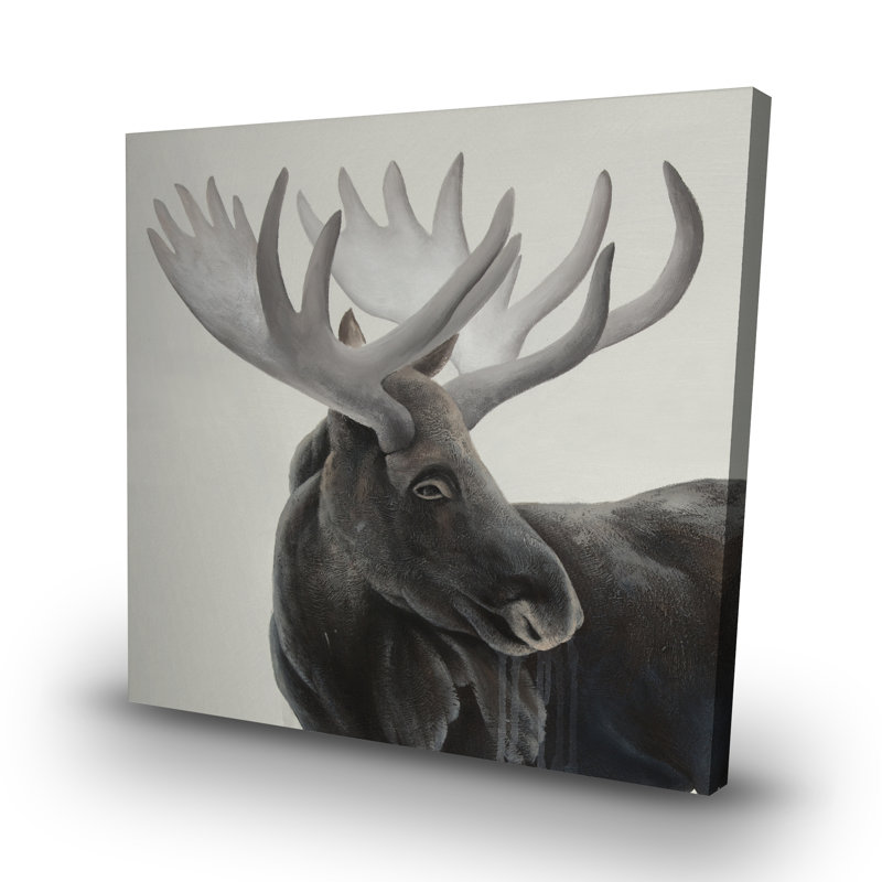 Grayscale moose profile - 32"x32" art on canvas