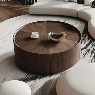 Round Coffee Table with Oak & Steel by Orxva Galaxy