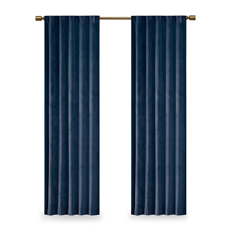 Room Darkening Metallic Printed Poly Velvet Rod Pocket/Back Tab Window Panel Pair 37x84", 37.06" W x 84.04" L, Ivory
