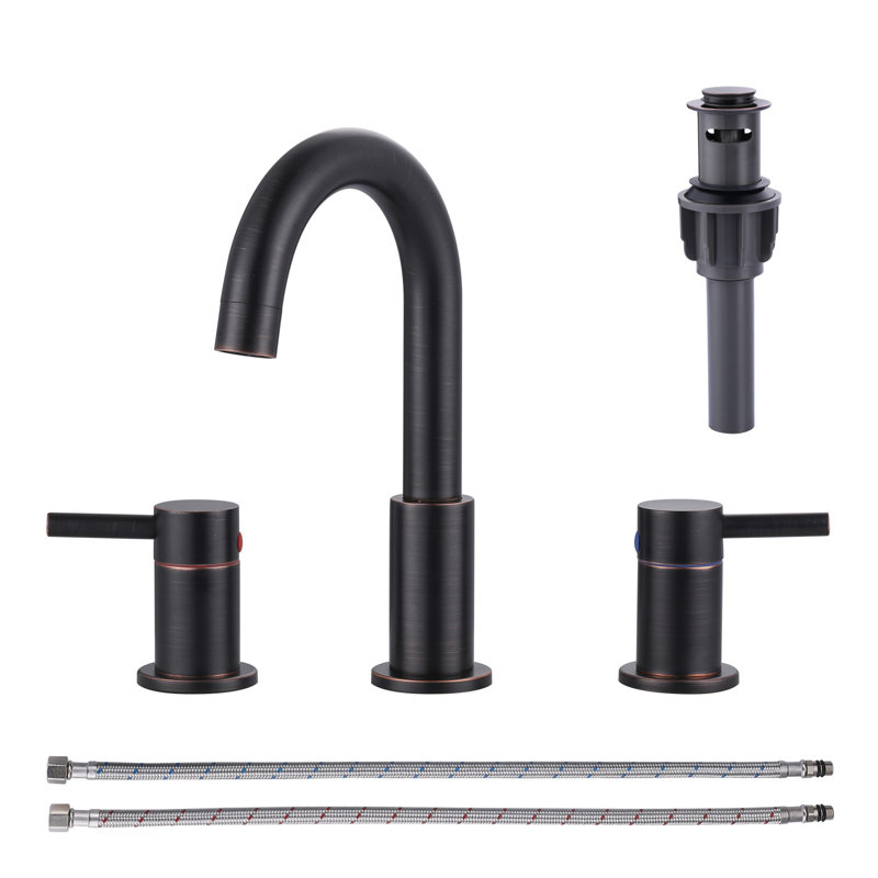 8 po Robinet pour salle de bain à poignée double avec drain escamotable en bronze huilé, Oil Rubbed Bronze