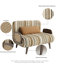 Fauteuil-lit convertible 3 en 1, fauteuil d'appoint rayé jaune moutarde avec panneaux latéraux en résine tressée en PE