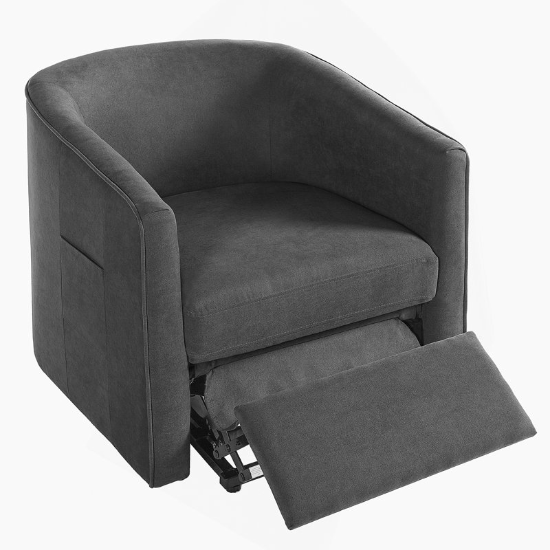 Fauteuil inclinable électrique en forme de tonneau avec poche latérale pour la maison, DARK GREY Chenille