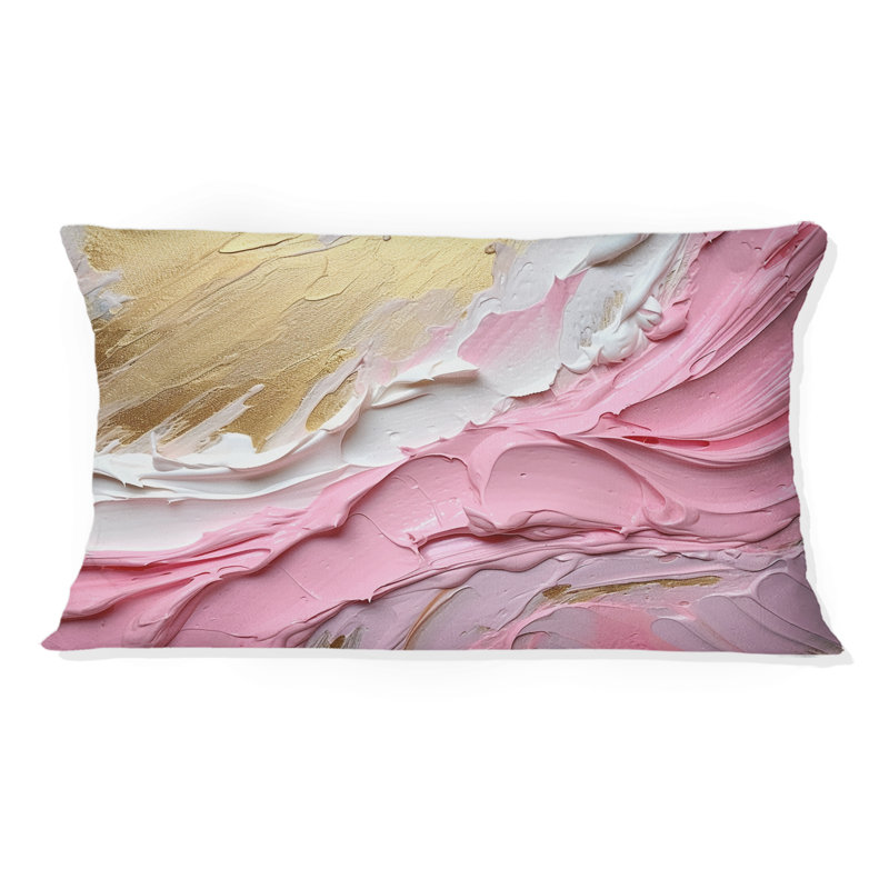 Coussin décoratif rose et doré Spiral Radiance III - Abstract Spirals