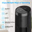 Ventilateur tour sans lame à commande vocale 60w Coocaa - Débit d'air 90 °, aussi silencieux que 10db, 3 vitesses, 3 modes, 15 heures de durabilité, conception sûre et anti-électrocution, noir