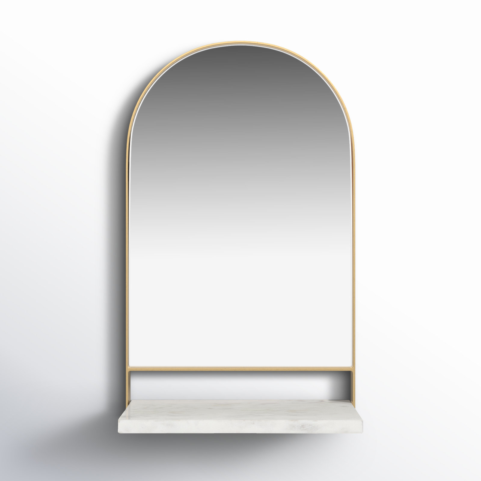 Cielo Arch Mirror with Shelves, Gold/White, 20" x 12"